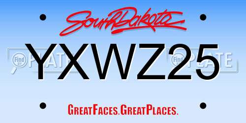 YXWZ25 South Dakota License Plate