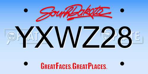 YXWZ28 South Dakota License Plate