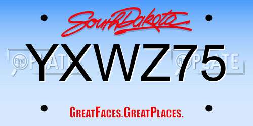 YXWZ75 South Dakota License Plate