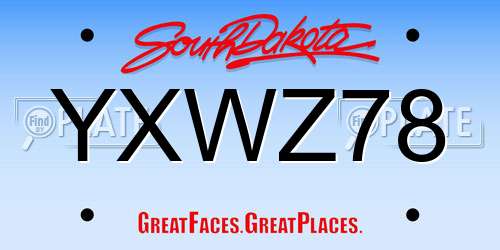 YXWZ78 South Dakota License Plate