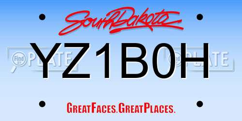 YZ1B0H South Dakota License Plate