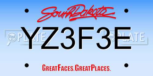 YZ3F3E South Dakota License Plate