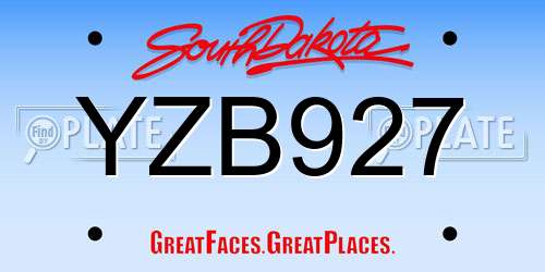 YZB927 South Dakota License Plate