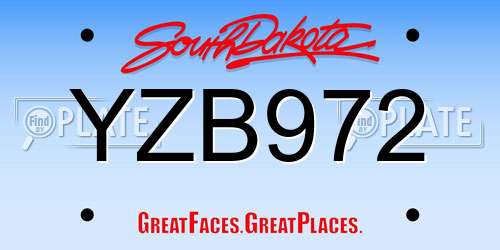 YZB972 South Dakota License Plate