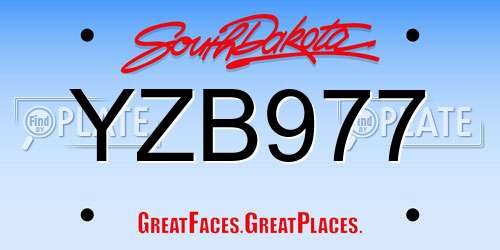 YZB977 South Dakota License Plate