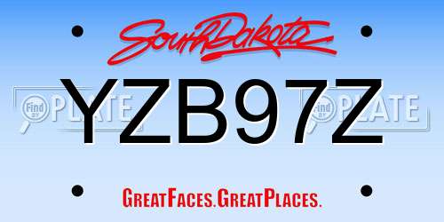 YZB97Z South Dakota License Plate
