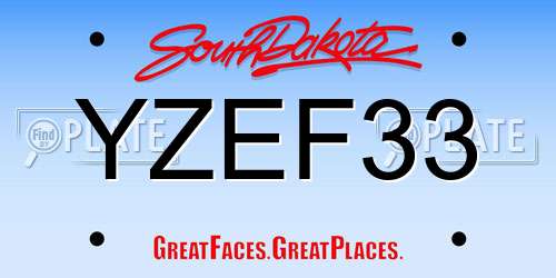 YZEF33 South Dakota License Plate