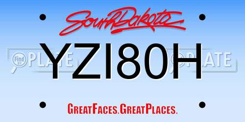 YZI80H South Dakota License Plate