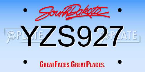 YZS927 South Dakota License Plate