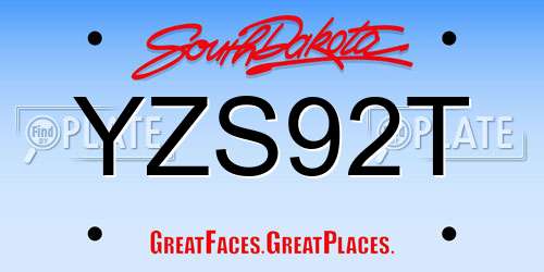 YZS92T South Dakota License Plate