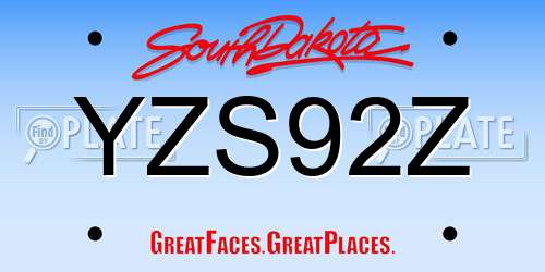 YZS92Z South Dakota License Plate