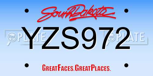 YZS972 South Dakota License Plate