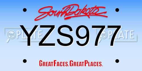 YZS977 South Dakota License Plate