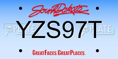 YZS97T South Dakota License Plate