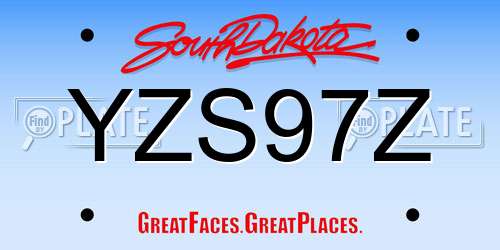 YZS97Z South Dakota License Plate