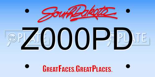 Z000PD South Dakota License Plate