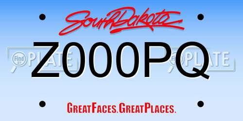 Z000PQ South Dakota License Plate
