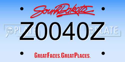 Z0040Z South Dakota License Plate