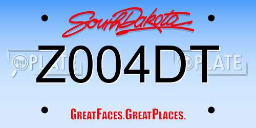 Z004DT South Dakota License Plate