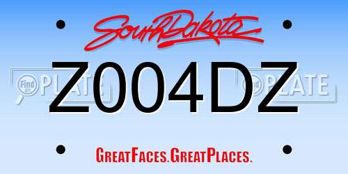 Z004DZ South Dakota License Plate