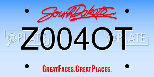 Z004OT South Dakota License Plate