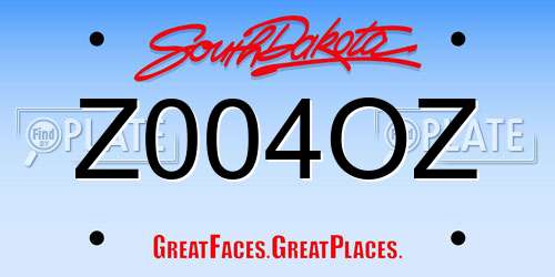 Z004OZ South Dakota License Plate