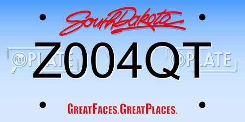Z004QT South Dakota License Plate