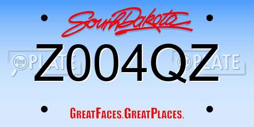 Z004QZ South Dakota License Plate