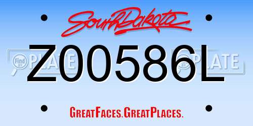 Z00586L South Dakota License Plate