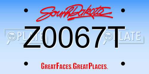 Z0067T South Dakota License Plate