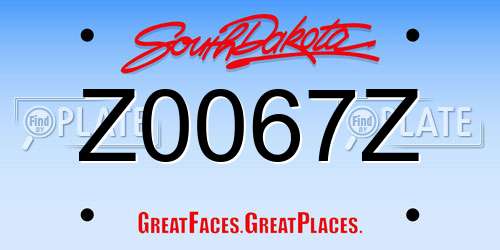 Z0067Z South Dakota License Plate