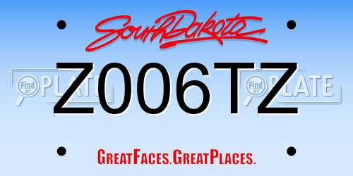Z006TZ South Dakota License Plate