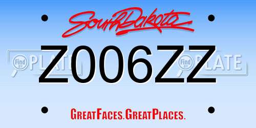 Z006ZZ South Dakota License Plate