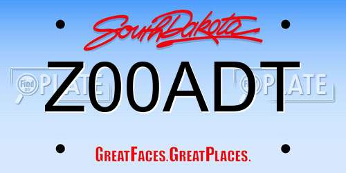 Z00ADT South Dakota License Plate