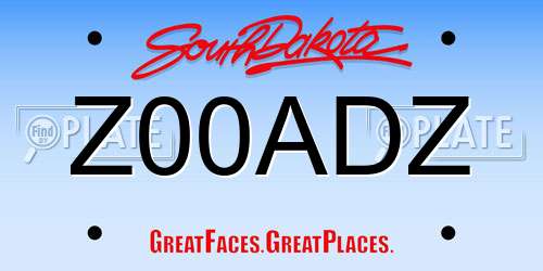 Z00ADZ South Dakota License Plate