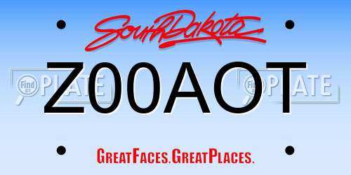 Z00AOT South Dakota License Plate
