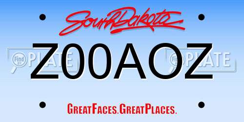 Z00AOZ South Dakota License Plate