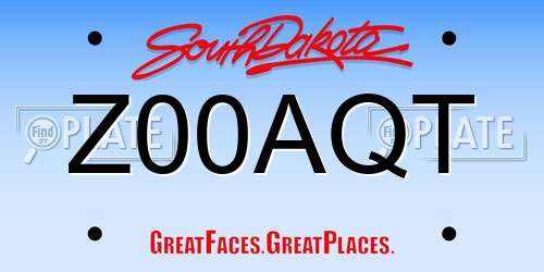 Z00AQT South Dakota License Plate