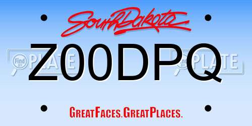 Z00DPQ South Dakota License Plate