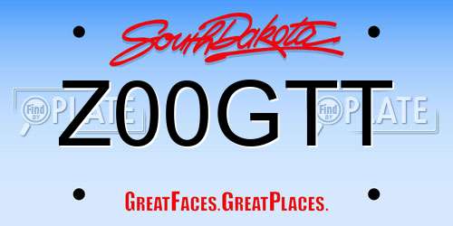 Z00GTT South Dakota License Plate