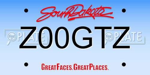 Z00GTZ South Dakota License Plate