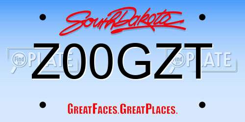 Z00GZT South Dakota License Plate