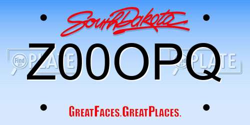 Z00OPQ South Dakota License Plate