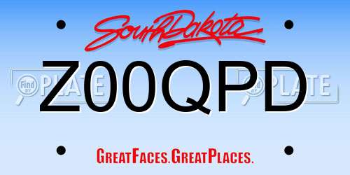 Z00QPD South Dakota License Plate