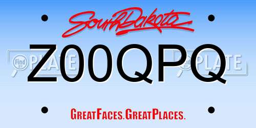 Z00QPQ South Dakota License Plate