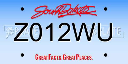 Z012WU South Dakota License Plate