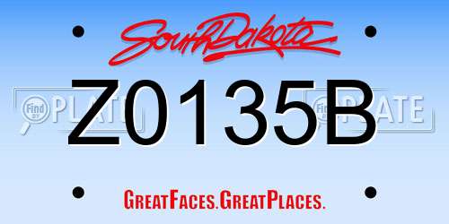 Z0135B South Dakota License Plate