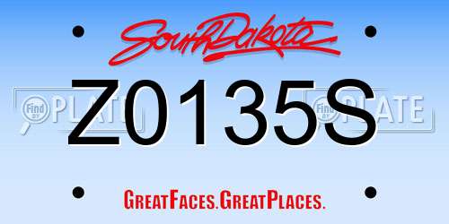 Z0135S South Dakota License Plate