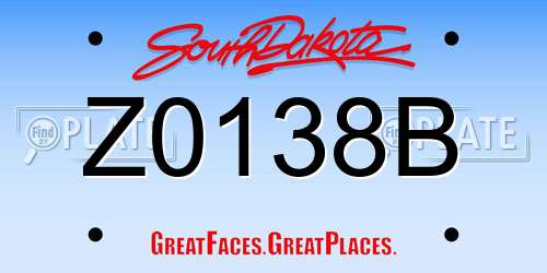 Z0138B South Dakota License Plate
