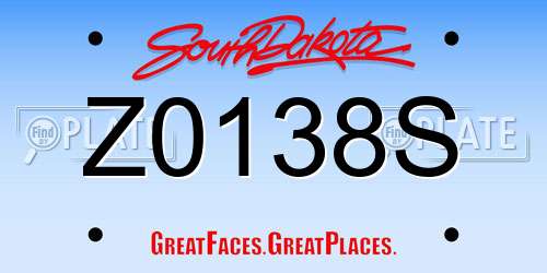 Z0138S South Dakota License Plate